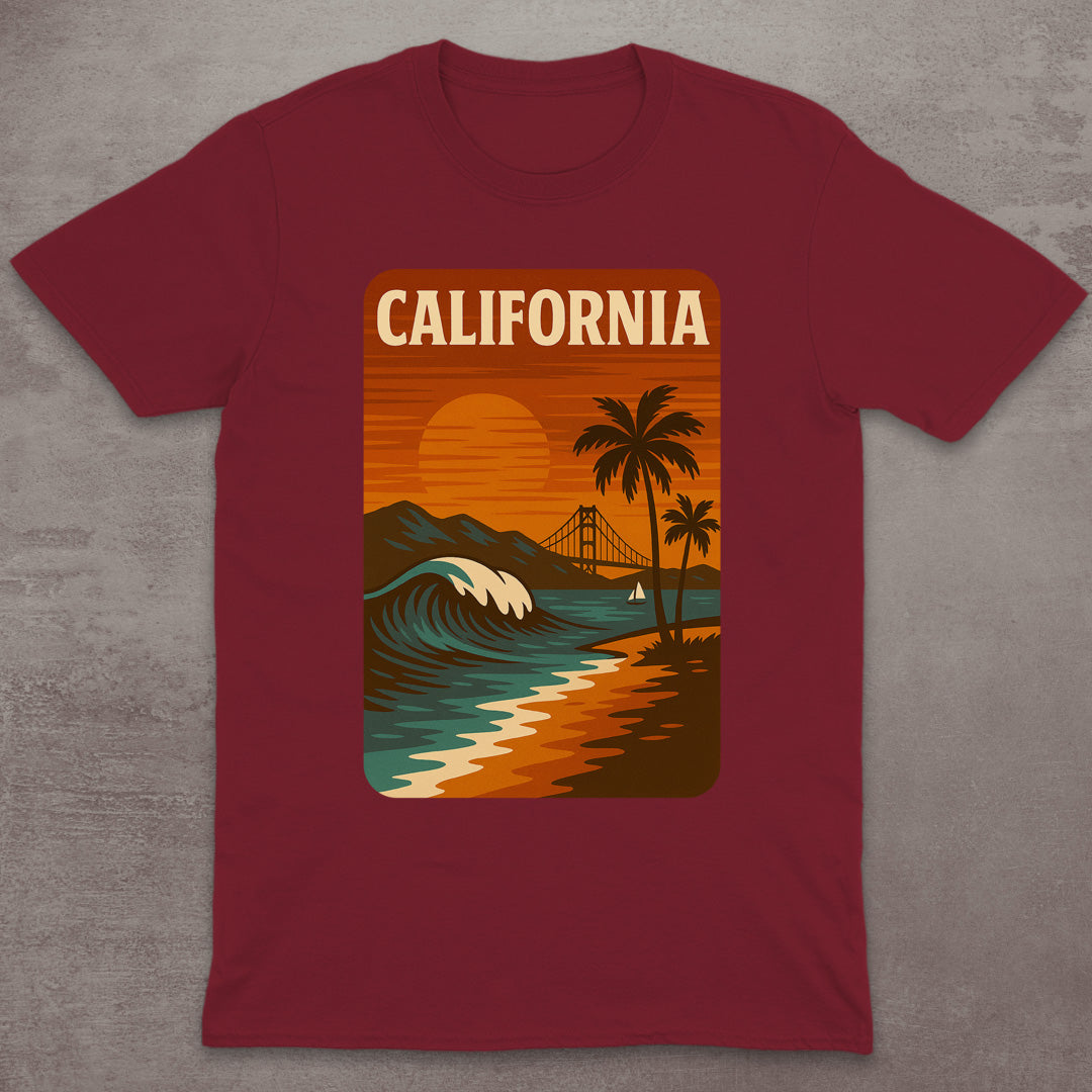 California Coastline Sunset T-Shirt