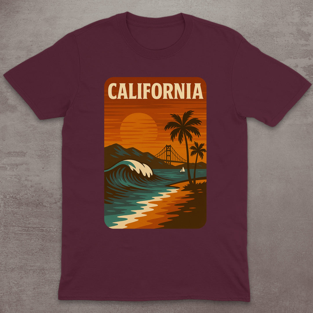 California Coastline Sunset T-Shirt