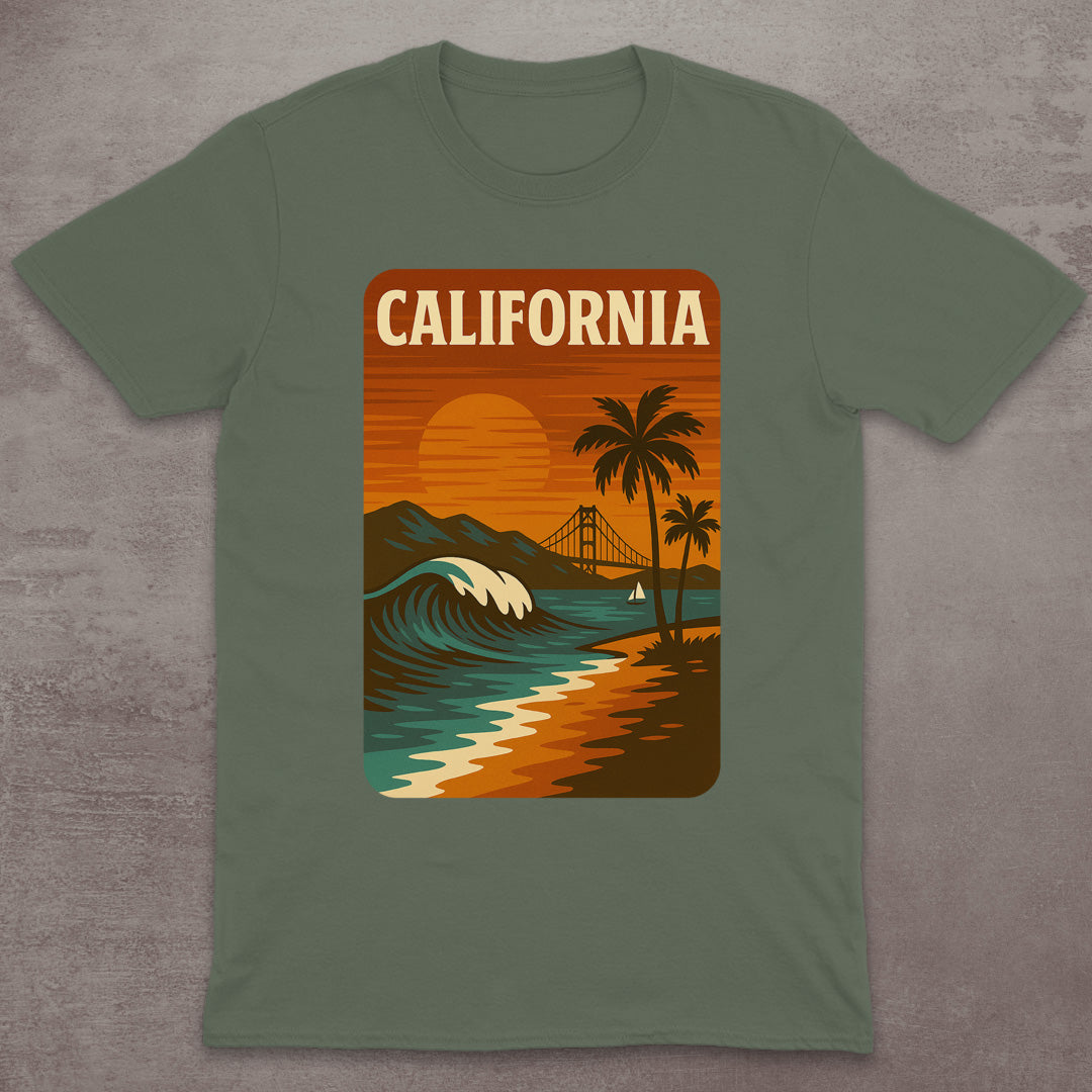California Coastline Sunset T-Shirt