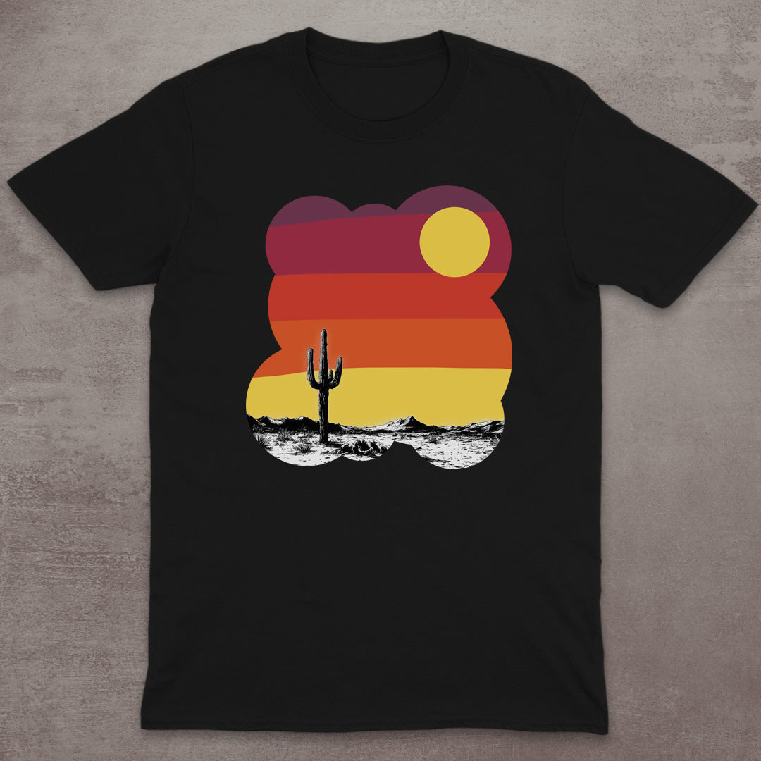 Retro Desert Cactus Sunset T-Shirt