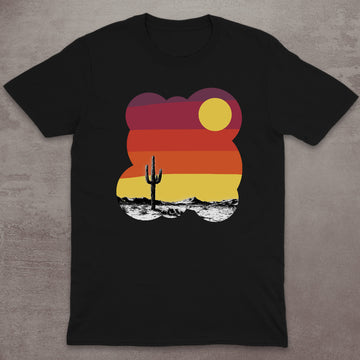 Retro Desert Cactus Sunset T-Shirt