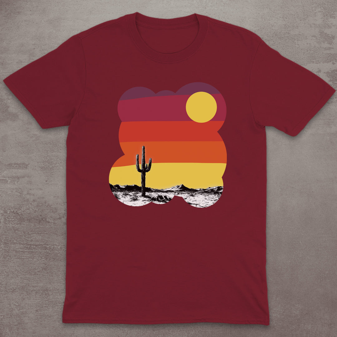 Retro Desert Cactus Sunset T-Shirt