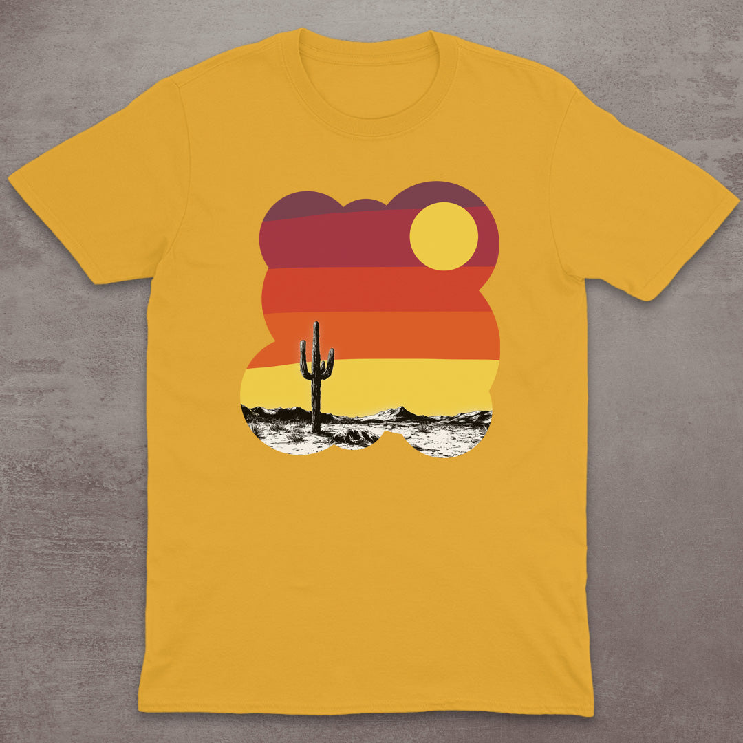 Retro Desert Cactus Sunset T-Shirt