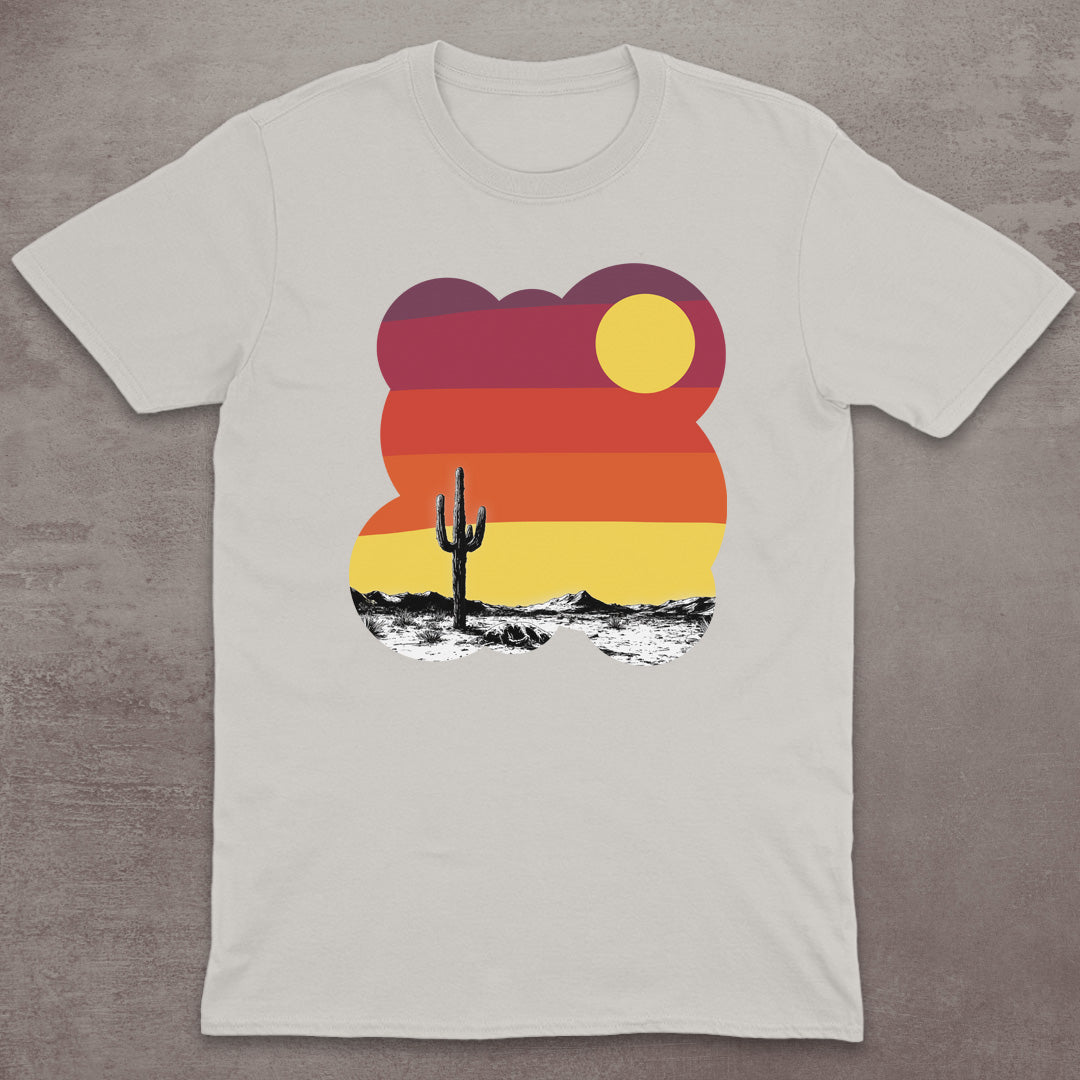 Retro Desert Cactus Sunset T-Shirt