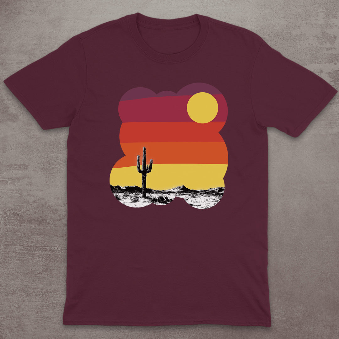 Retro Desert Cactus Sunset T-Shirt