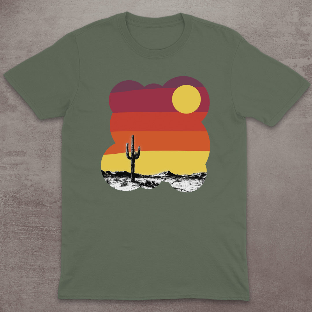 Retro Desert Cactus Sunset T-Shirt