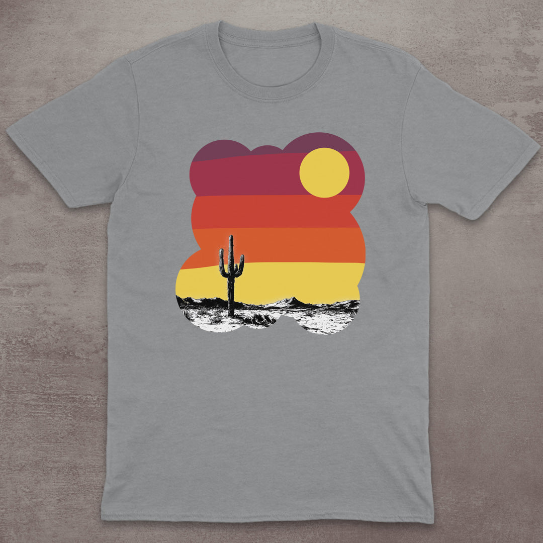 Retro Desert Cactus Sunset T-Shirt