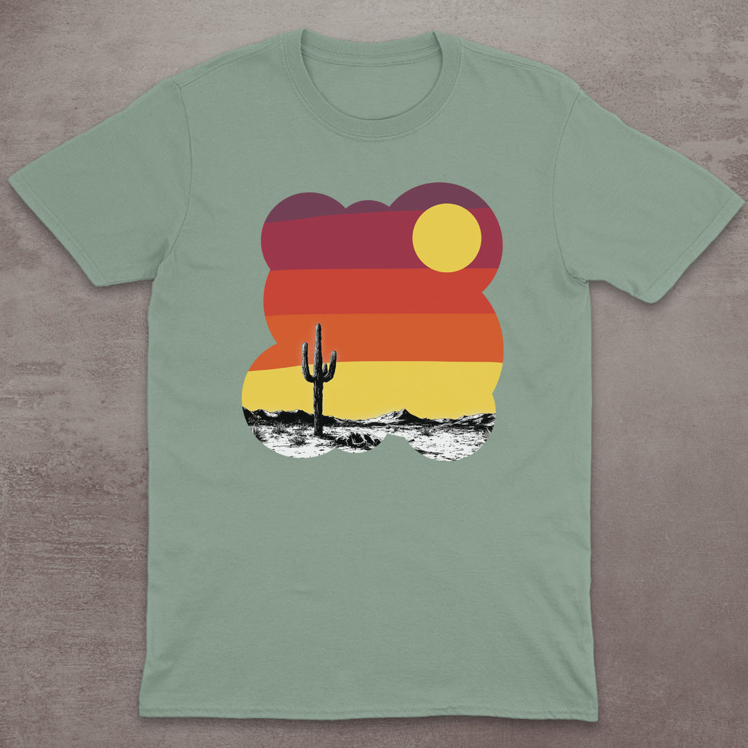 Retro Desert Cactus Sunset T-Shirt