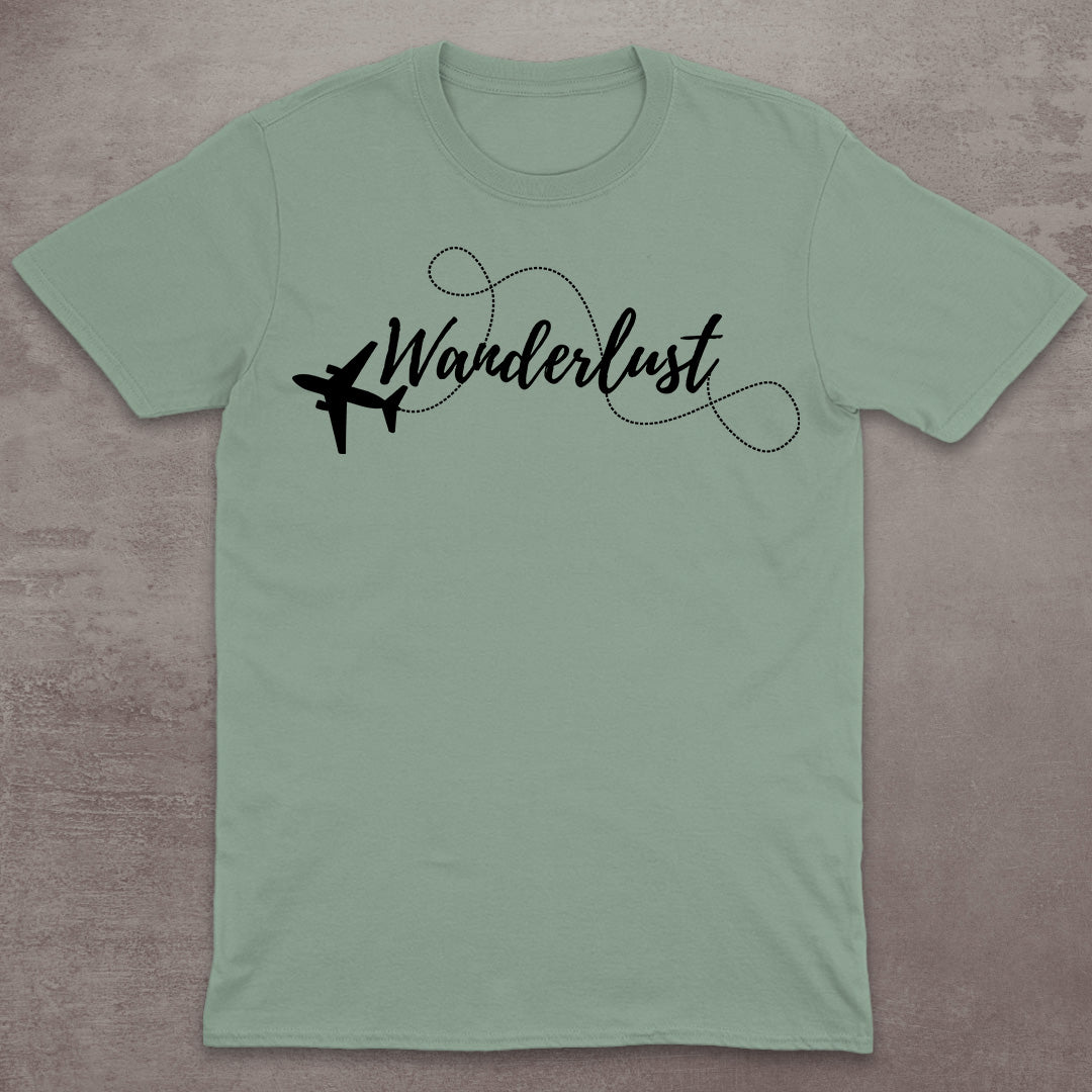 Wanderlust Airplane Script T-Shirt