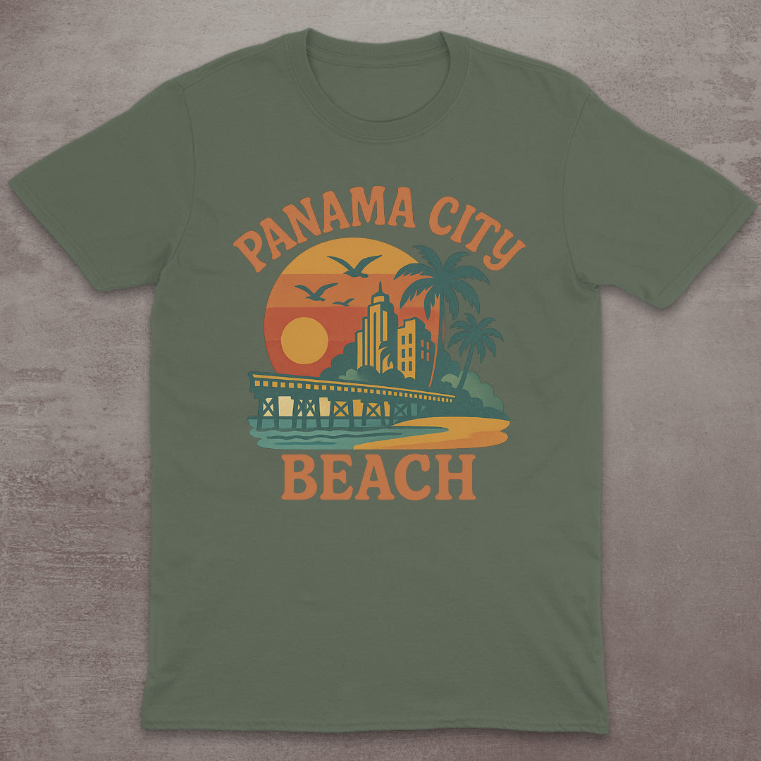 Panama City Beach Retro Sunset T-Shirt
