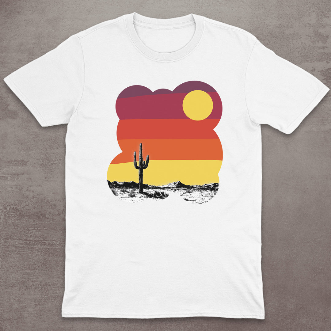 Retro Desert Cactus Sunset T-Shirt
