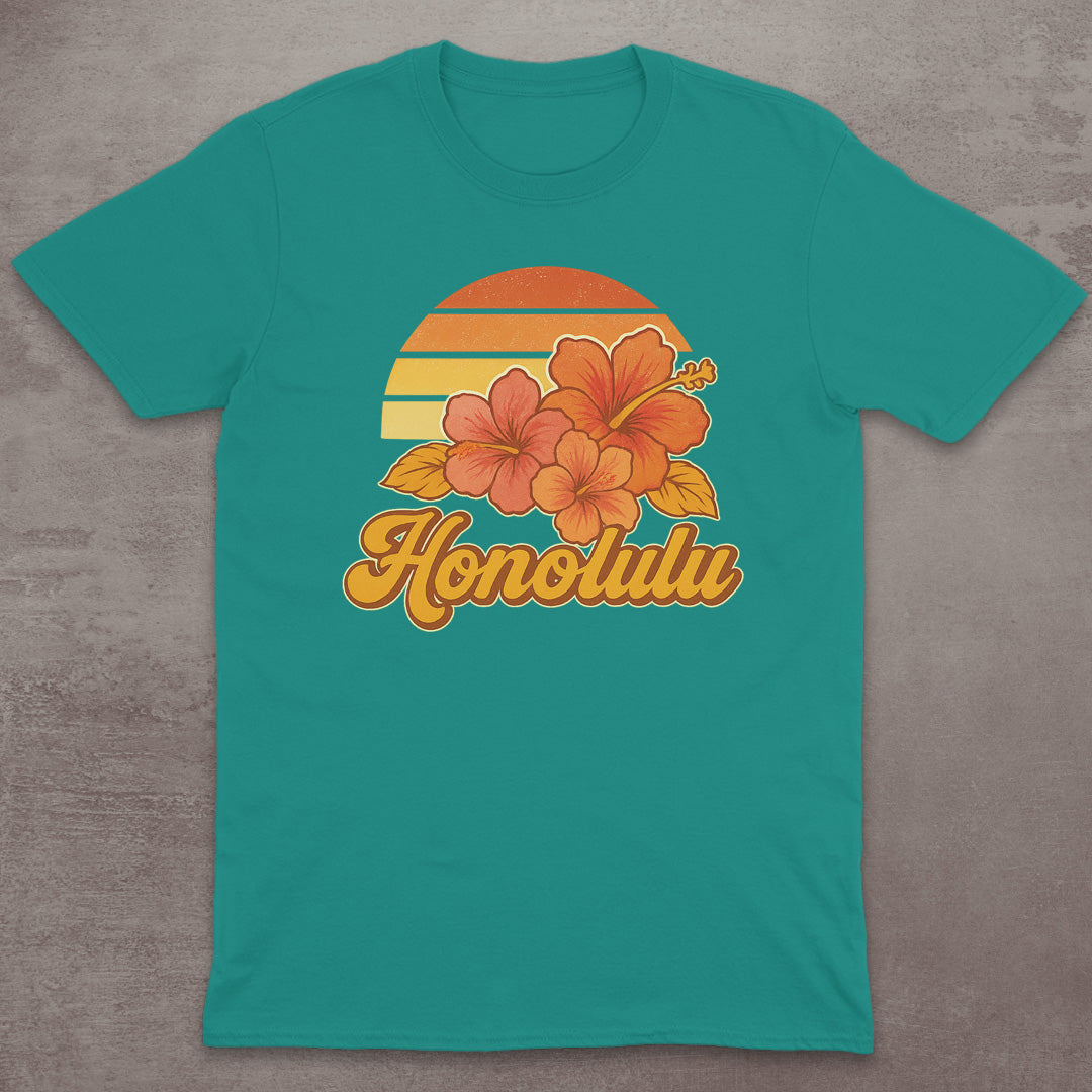 Honolulu Hibiscus Sunset T-Shirt