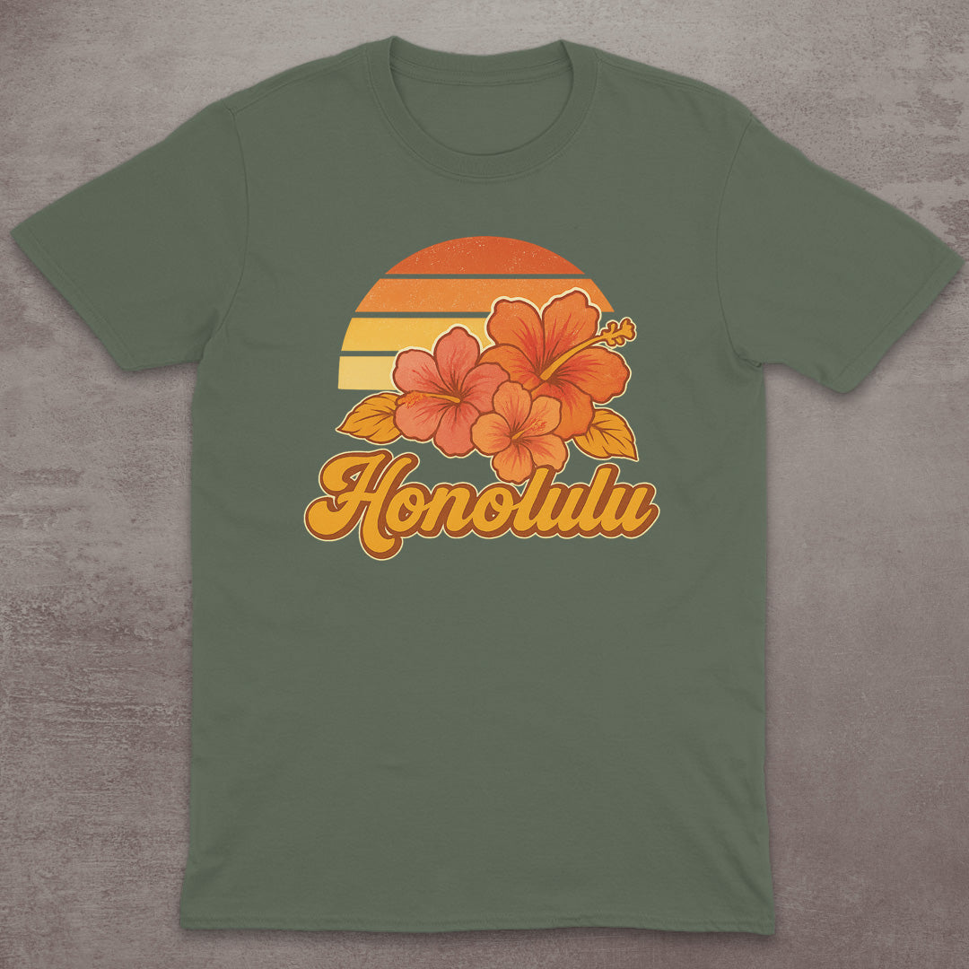 Honolulu Hibiscus Sunset T-Shirt