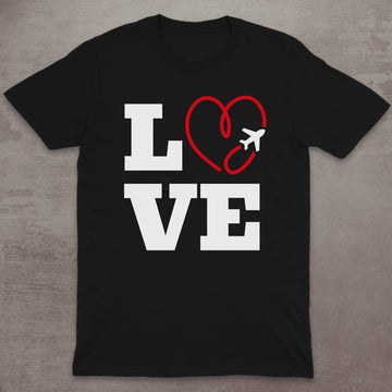 Love to Travel Airplane Heart T-Shirt