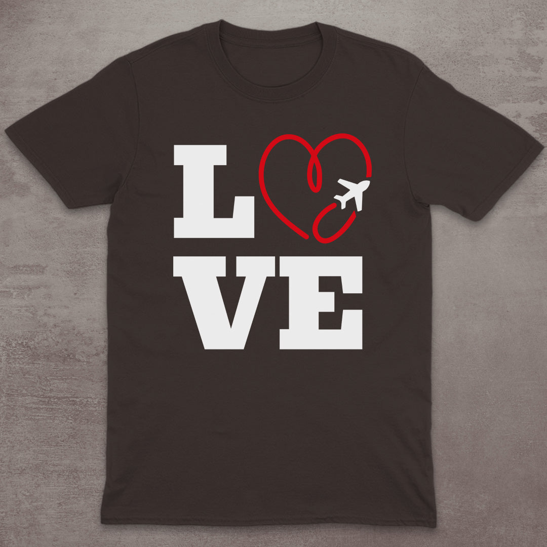 Love to Travel Airplane Heart T-Shirt