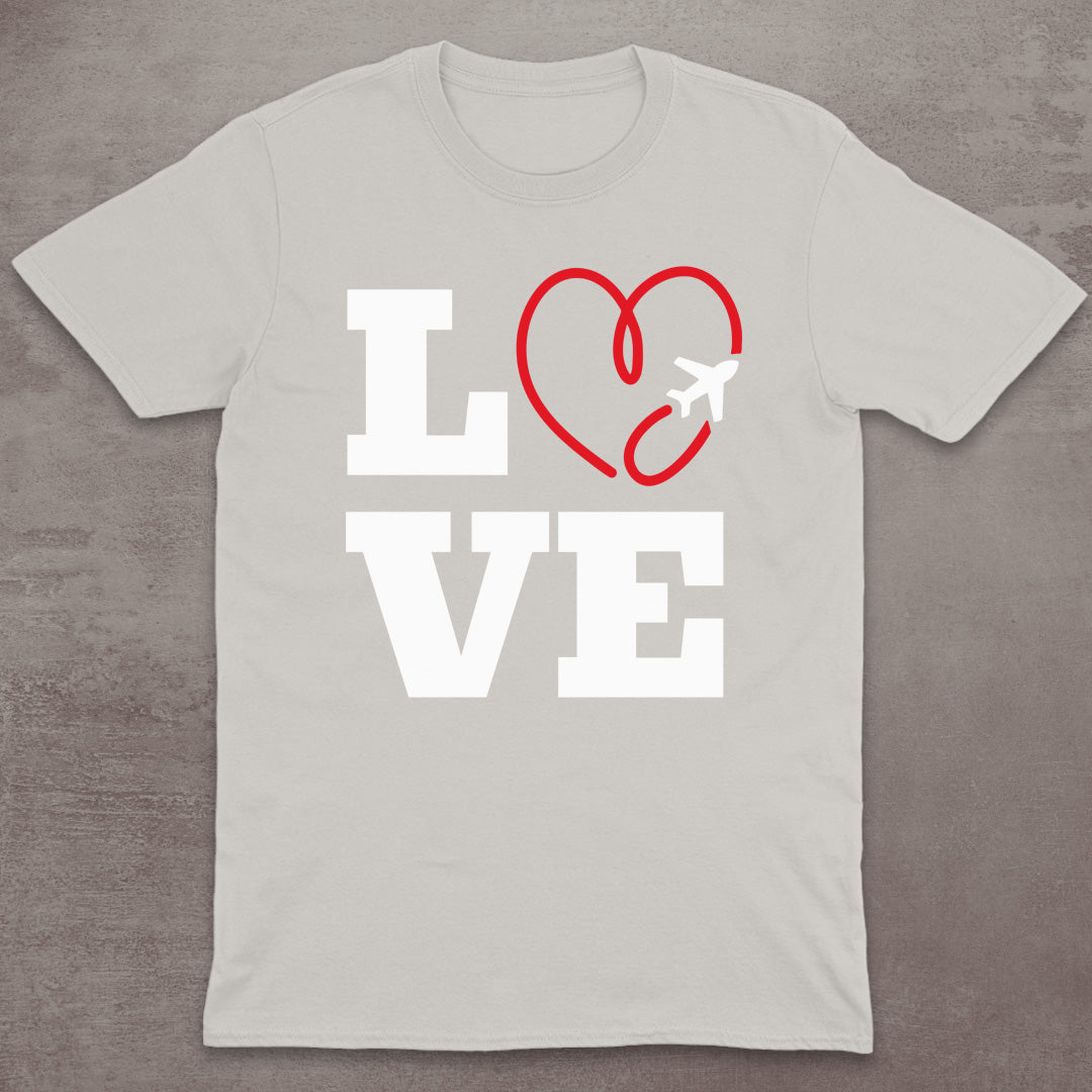 Love to Travel Airplane Heart T-Shirt