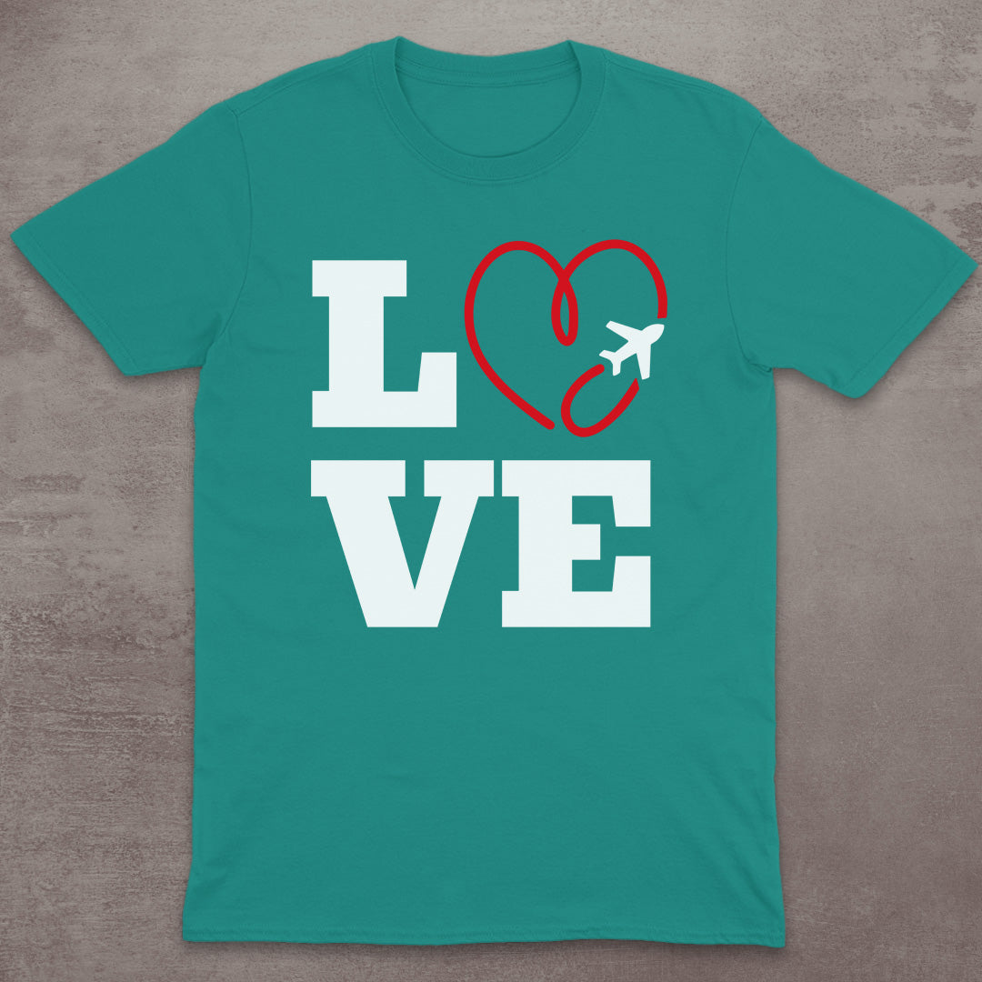Love to Travel Airplane Heart T-Shirt