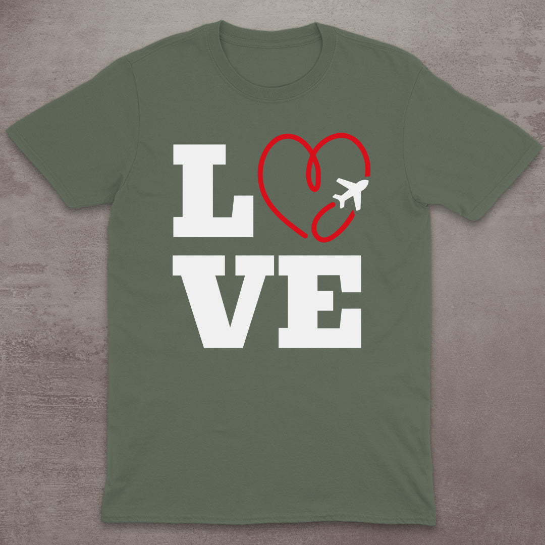 Love to Travel Airplane Heart T-Shirt