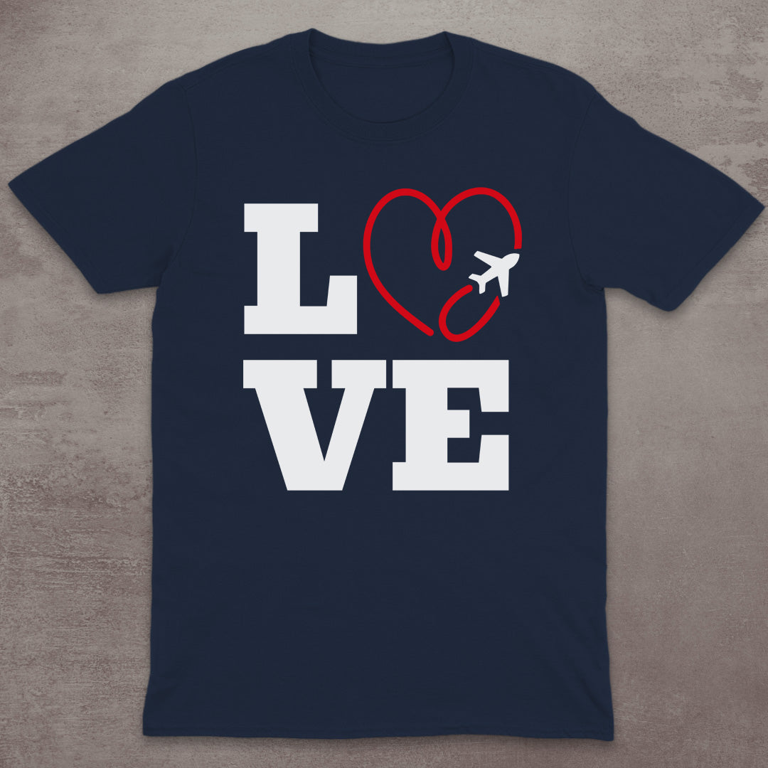 Love to Travel Airplane Heart T-Shirt
