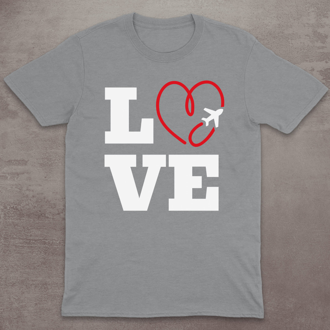 Love to Travel Airplane Heart T-Shirt