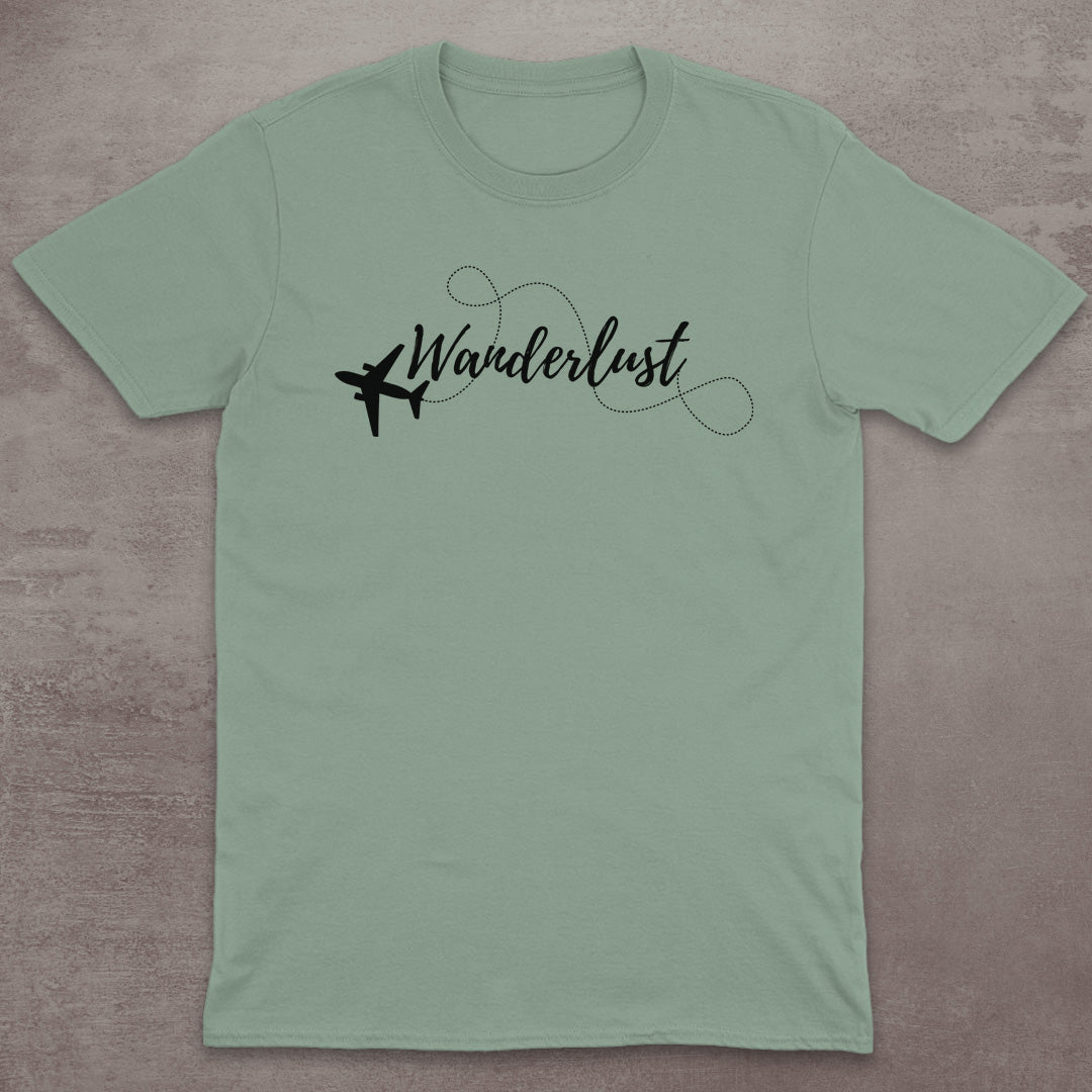 Wanderlust Airplane Script T-Shirt