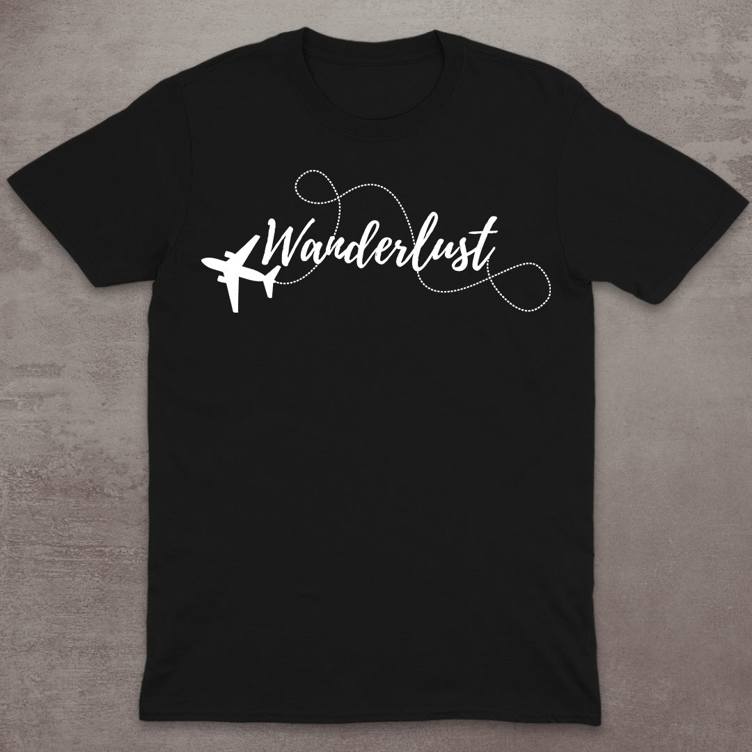 Wanderlust Airplane Script T-Shirt