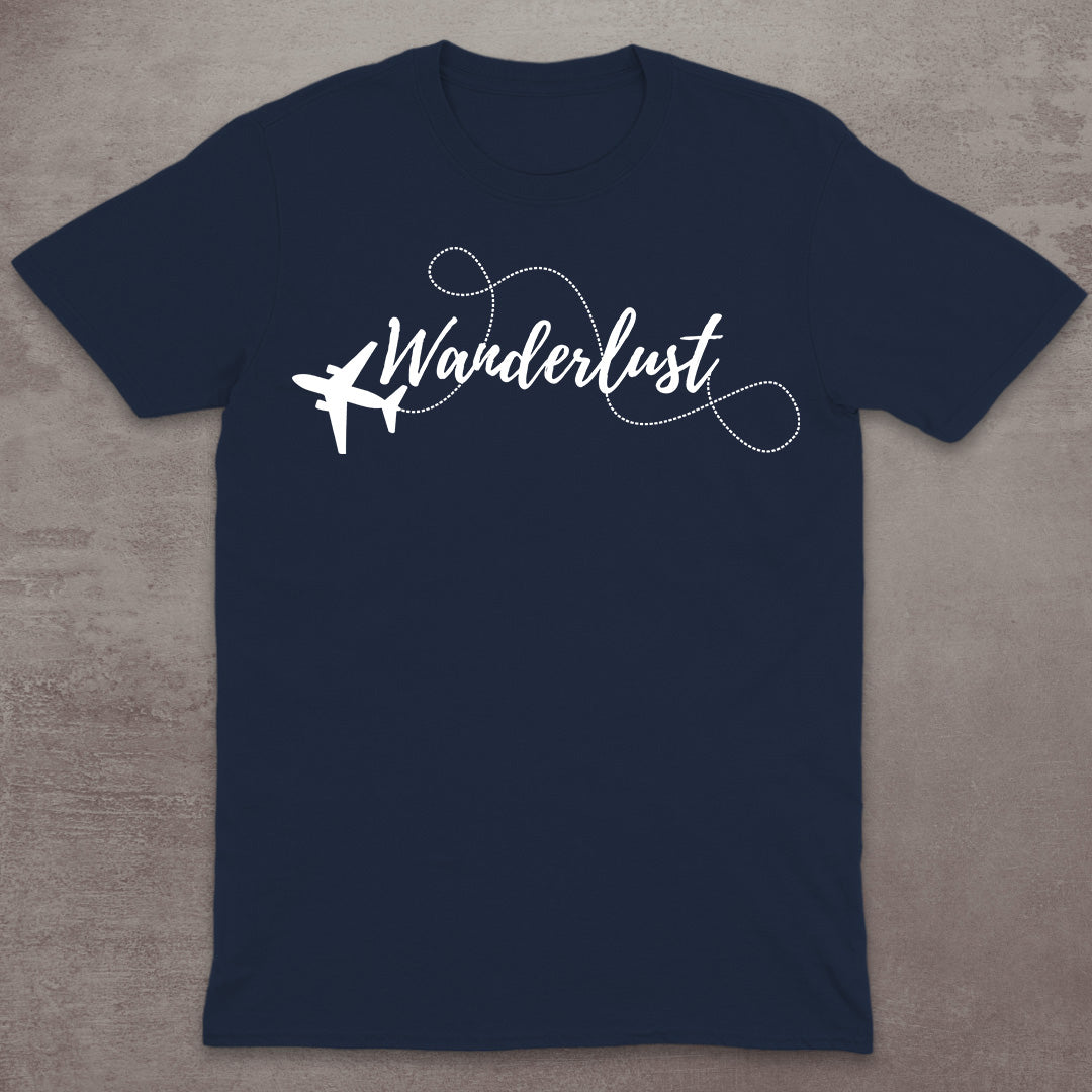 Wanderlust Airplane Script T-Shirt